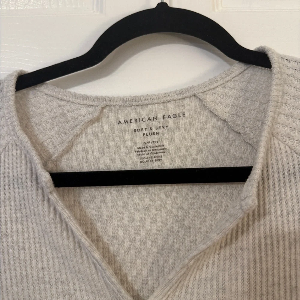 AE Soft & Sexy Plush Cream Waffle Sweater - Picture 4 of 8